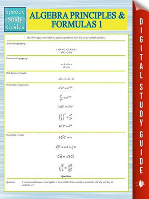 Algebra Principles and Formulas 1 - ebook